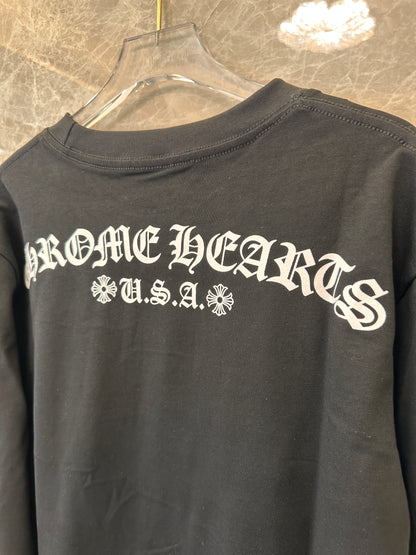 Chrome Hearts long-sleeve shirt with floral sleeve graphics