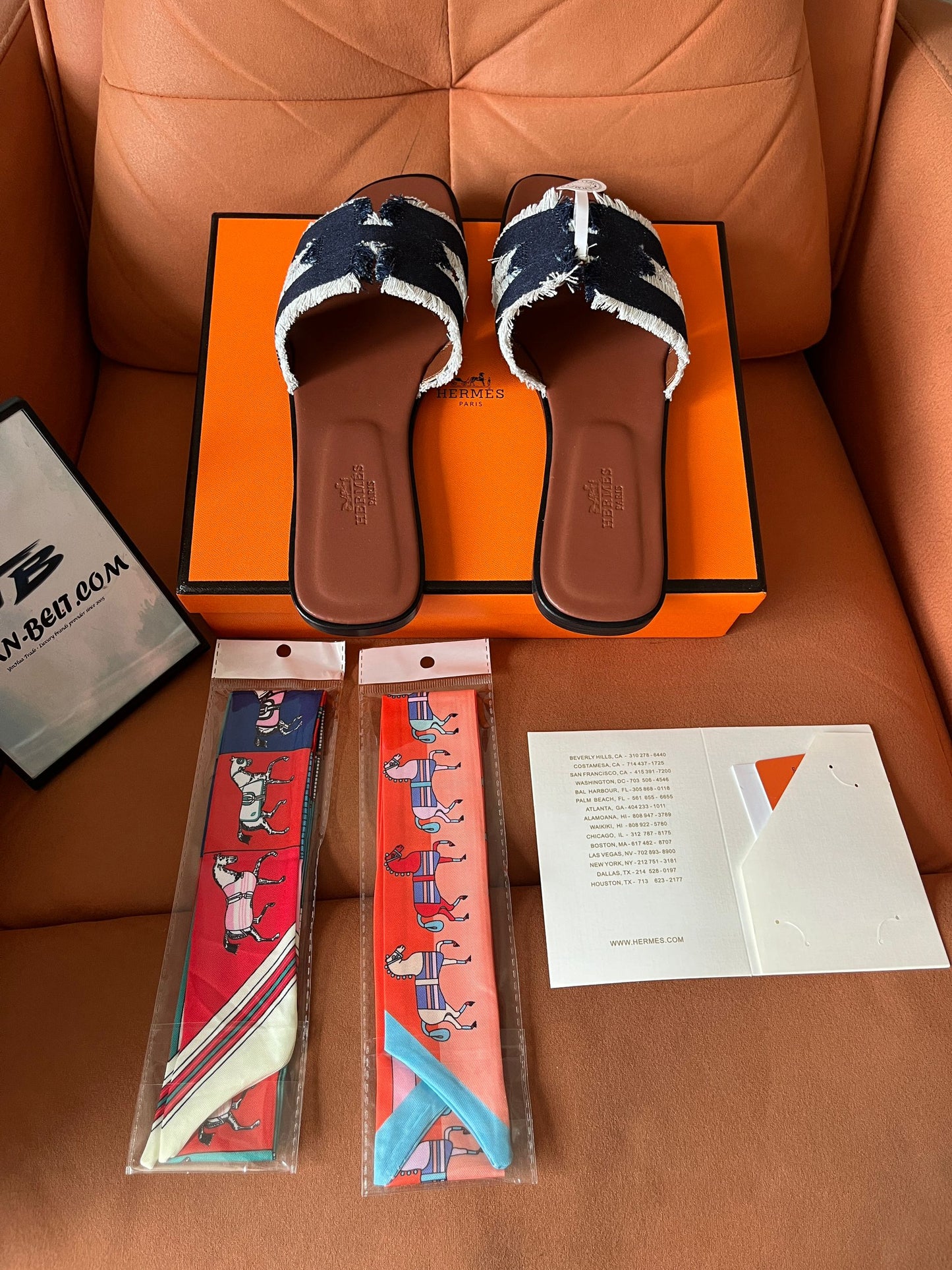 Hermes canvas denim  sandals