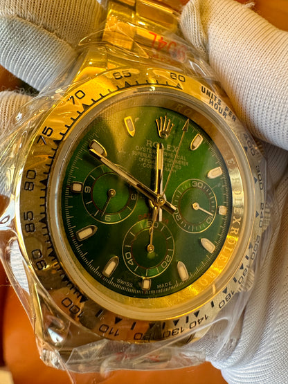 [3A quality]Rolex cosmograph daytona 116500ln green dial gold band