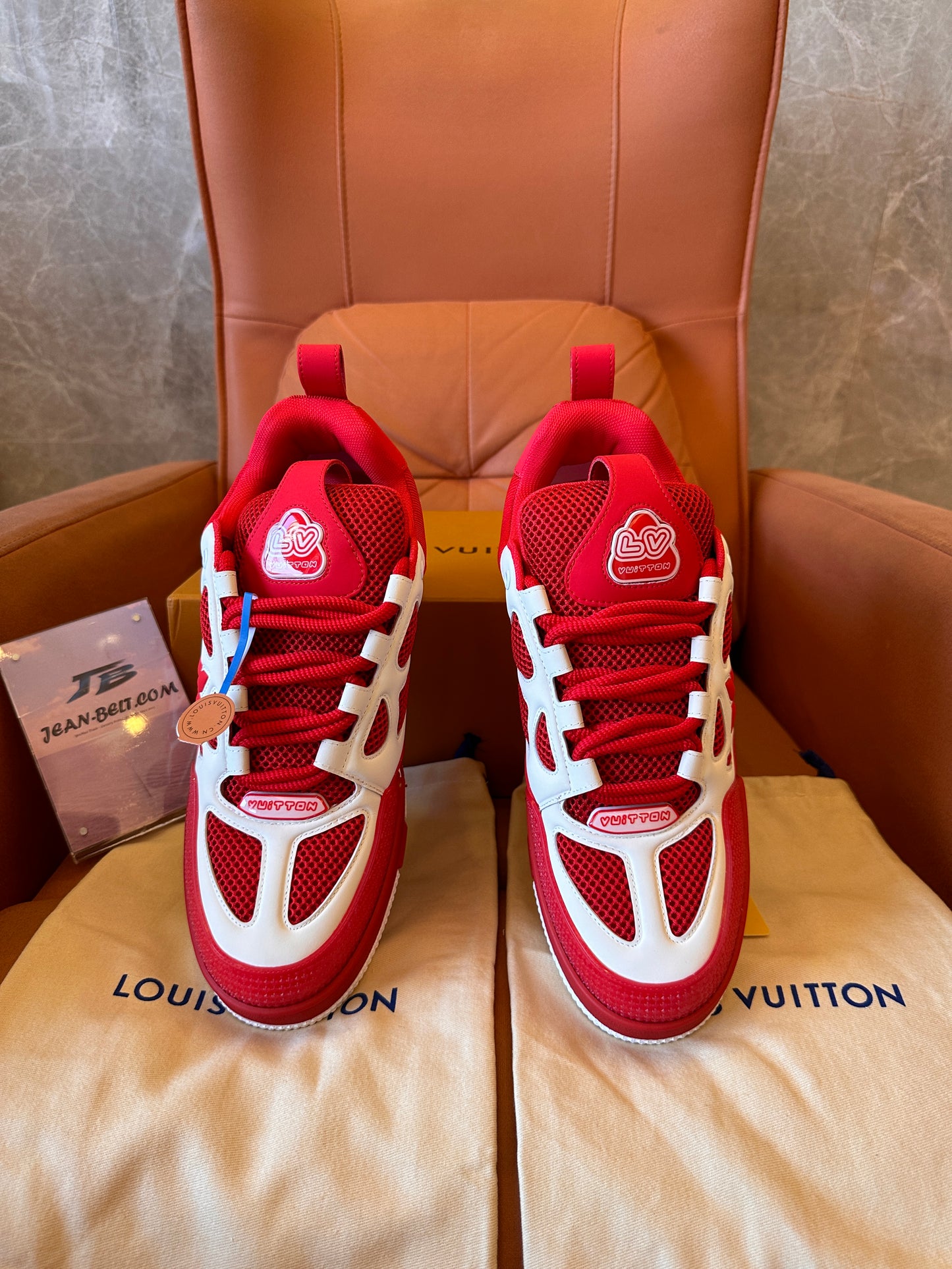 Louis Vuitton LV skate sneaker red white for unisex