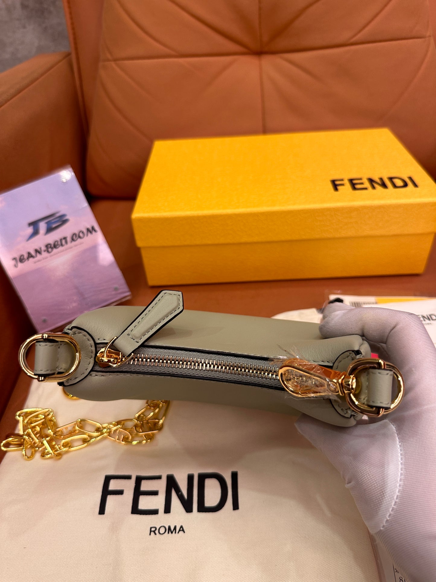 Fendi graphy crescent underarm bag mini mint green