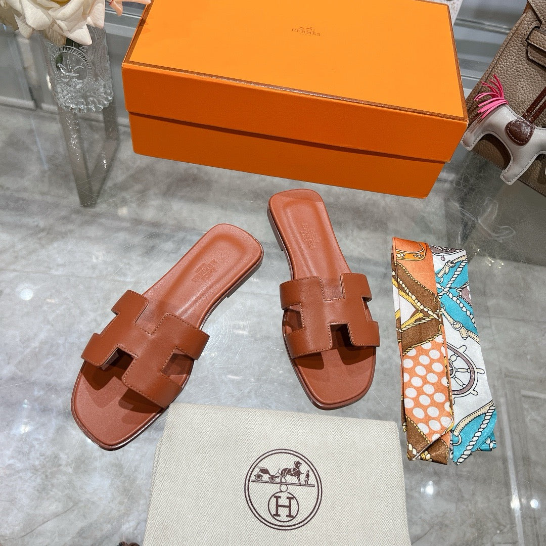 Hermes oran swift leather slipper