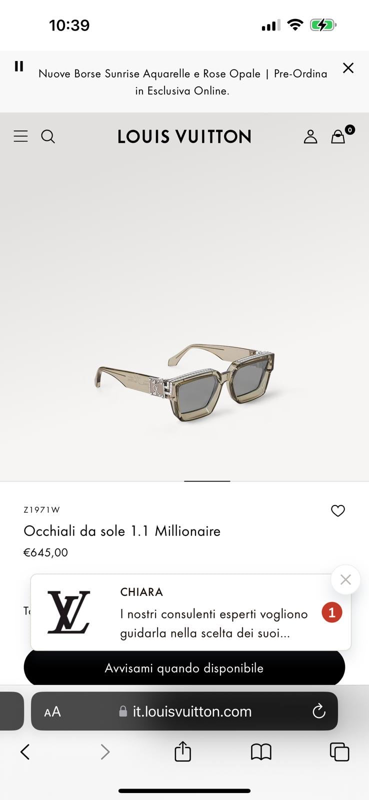 Louis Vuitton 1.1 millionaires square sunglasses