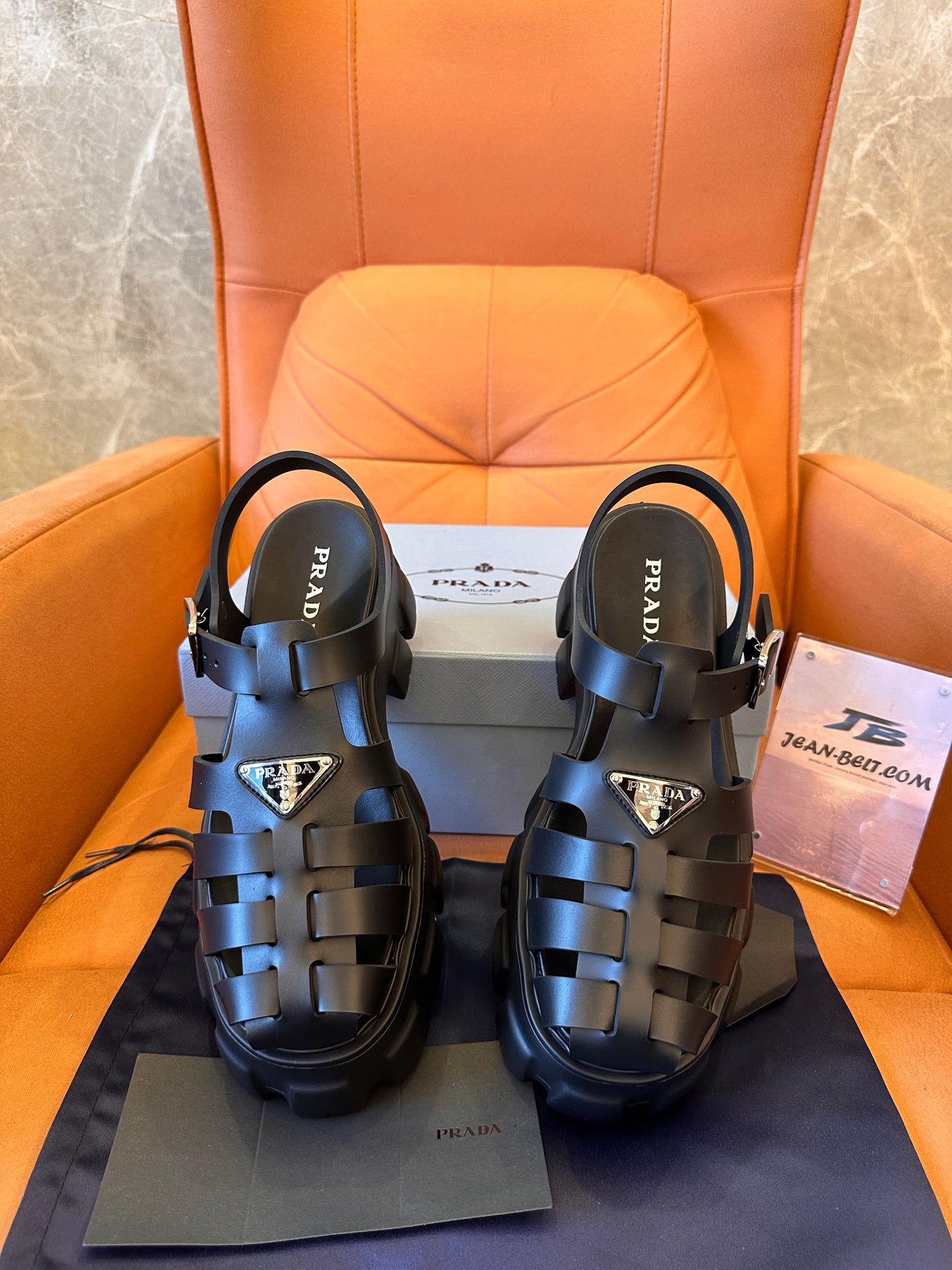 Prada roman sandal for womem black