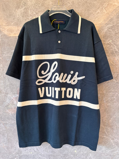 Louis Vuitton vintage cycling knit polo shirt blue