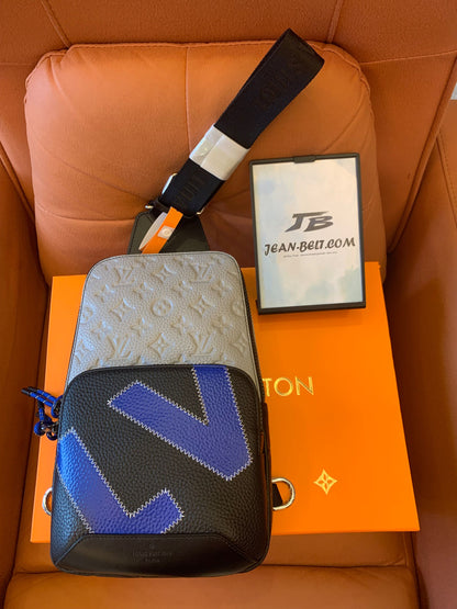 Louis Vuitton empreinte avenue sling bag grey blue