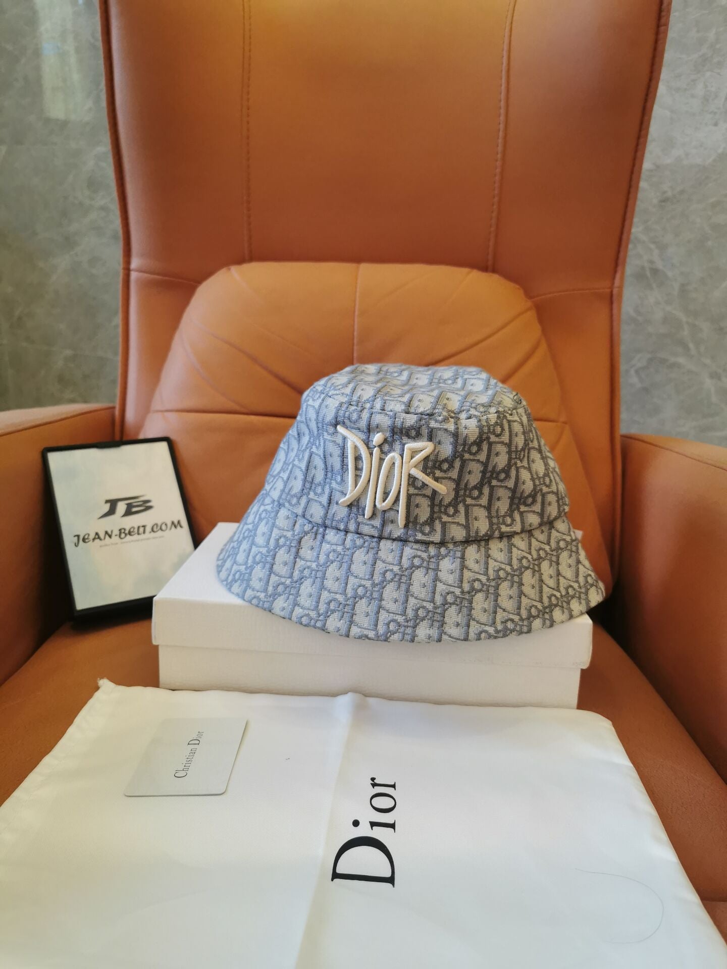 Dior monogram embroidered logo fisherman hat