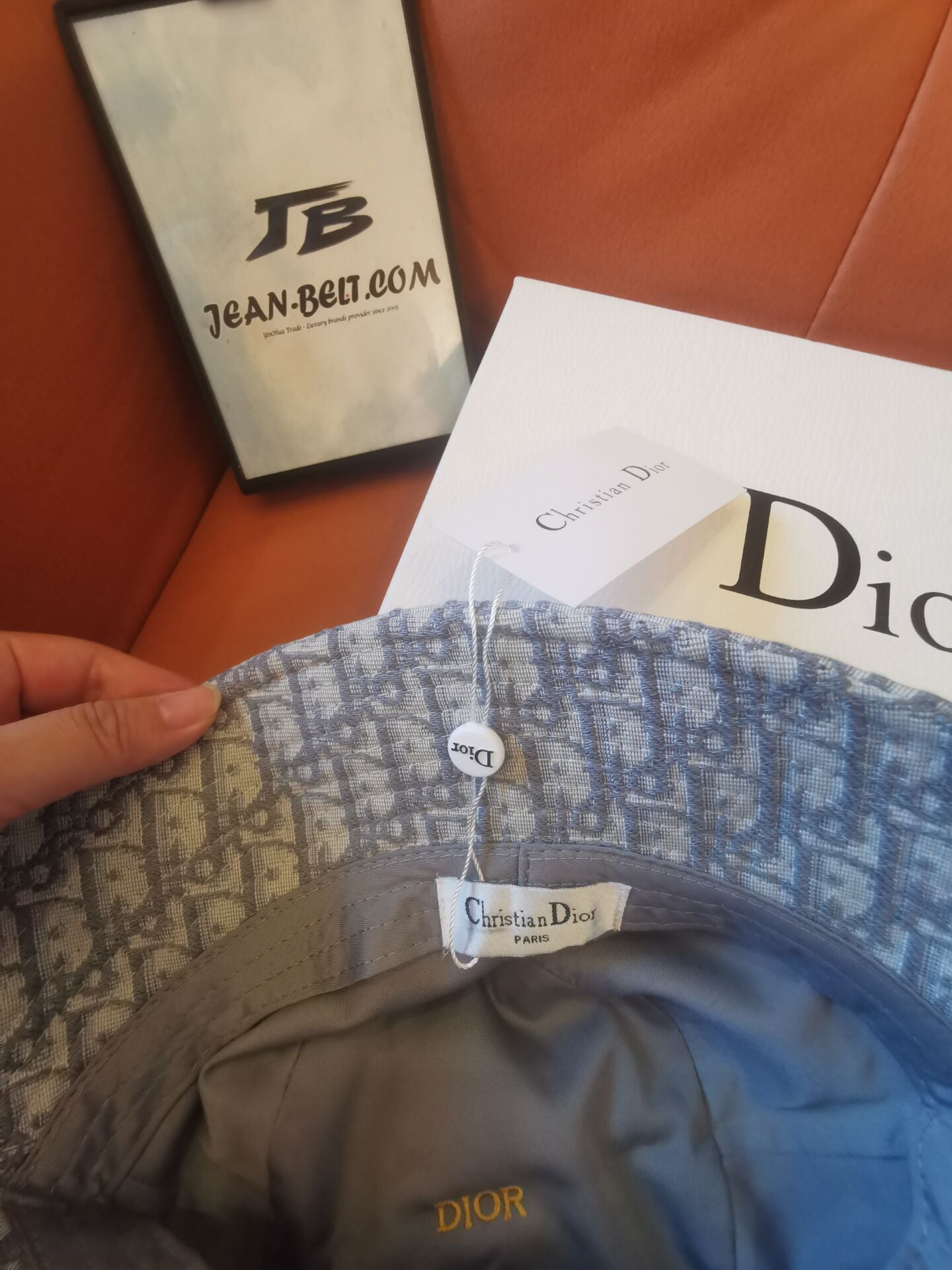 Dior monogram embroidered logo fisherman hat