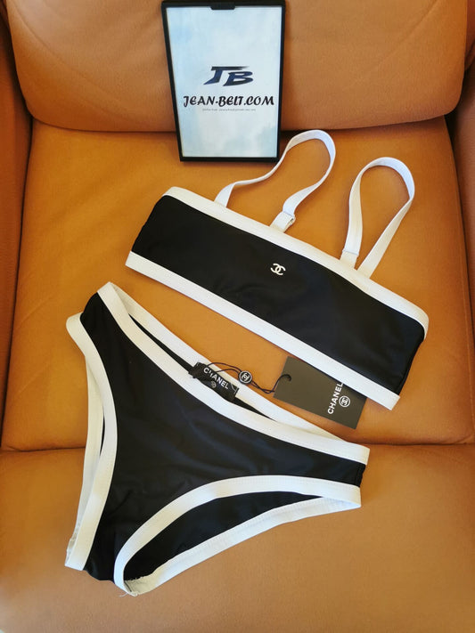 Chanel black andwhite trim bikini set