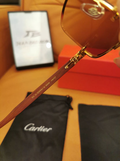 Cartier Santos-Dumont sunglasses - gold frame with gradient burgundy lenses