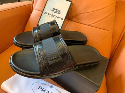 Prada croc design black cover slippers