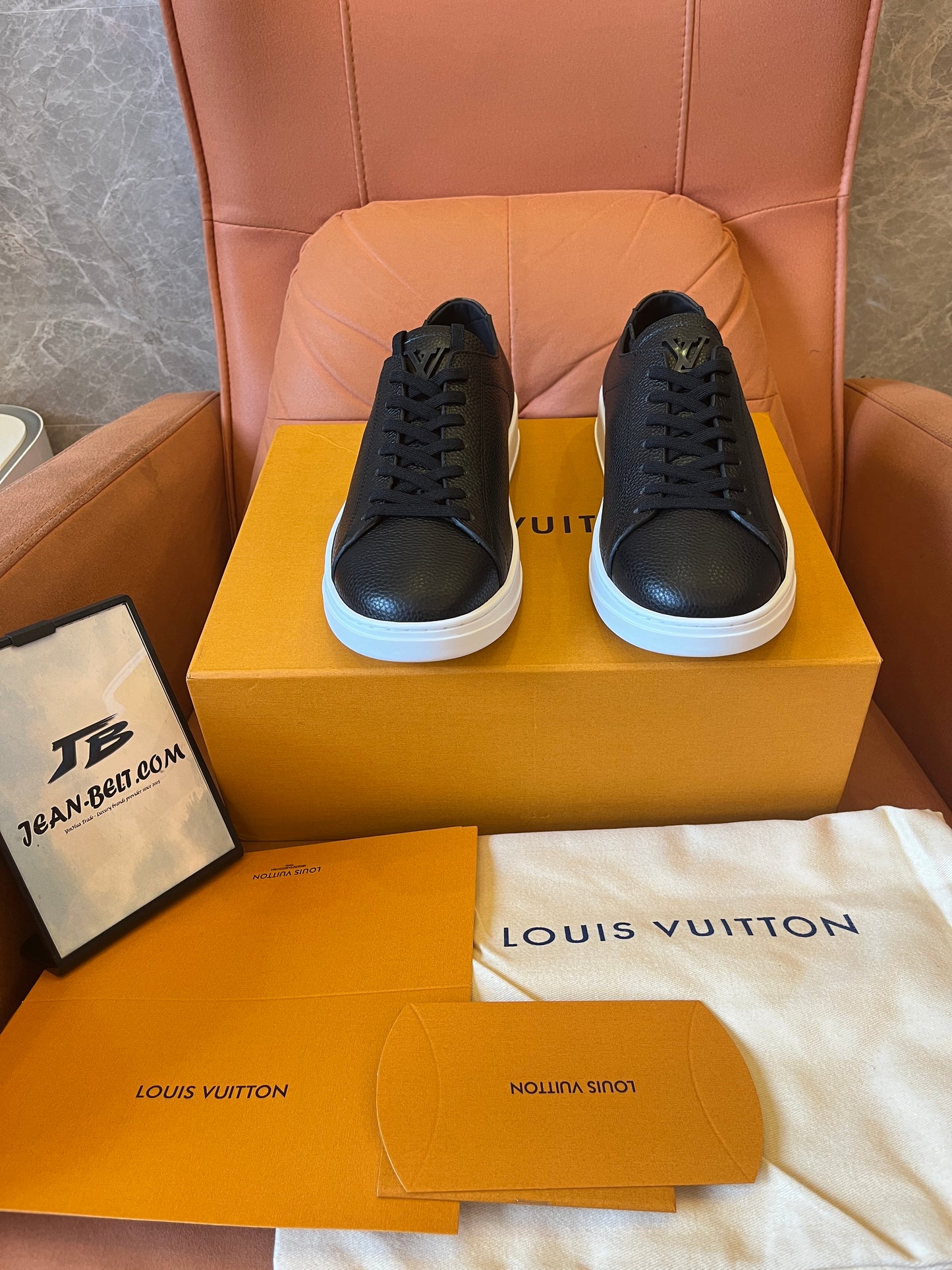 Louis Vuitton pebbled leather resort sneaker black