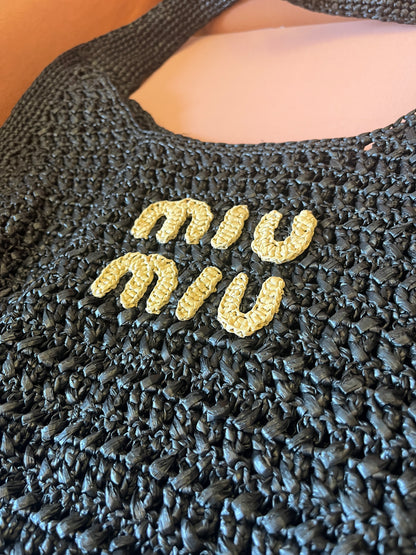 Miu Miu women's black crochet Hobo bag