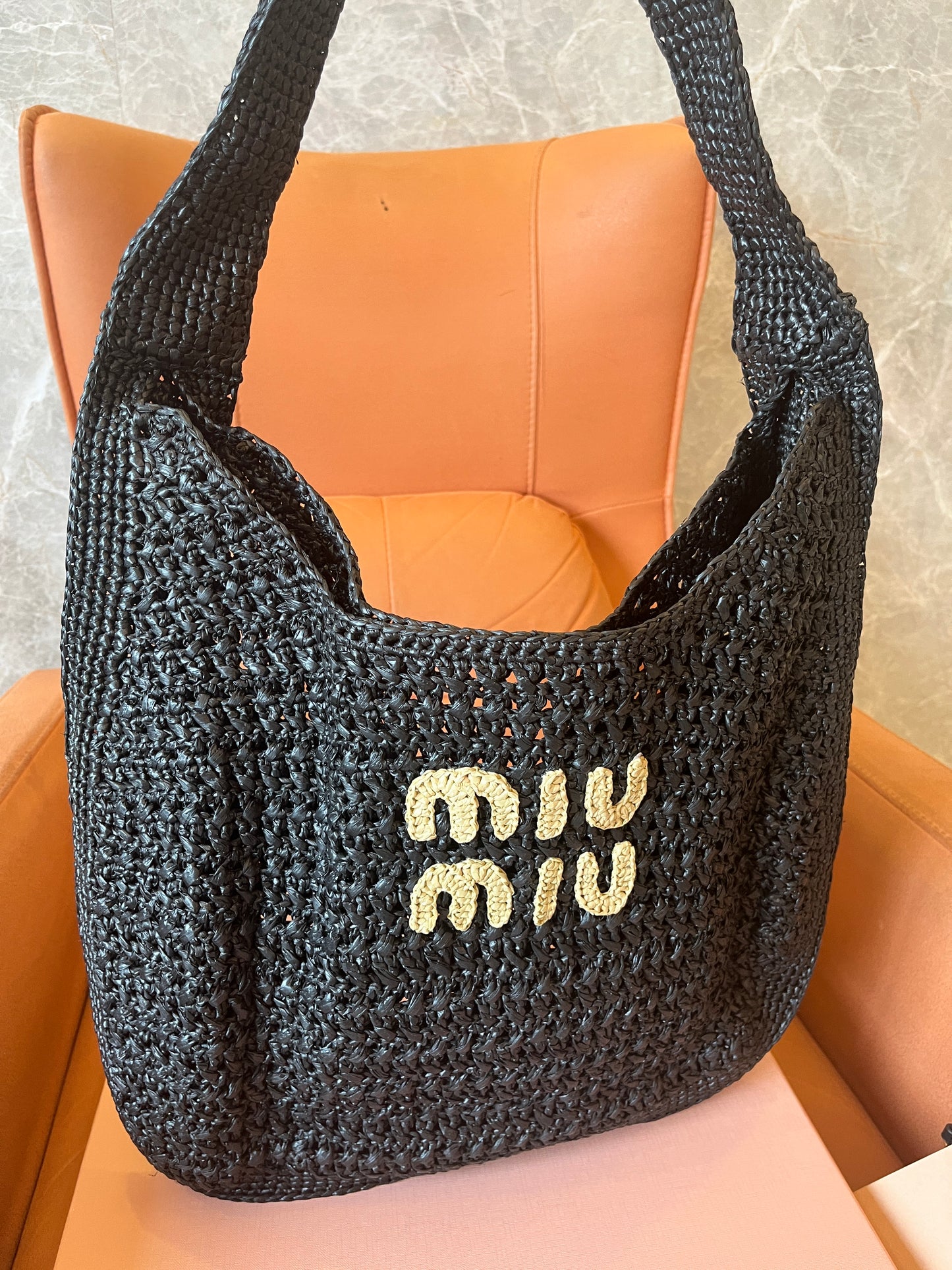 Miu Miu women's black crochet Hobo bag