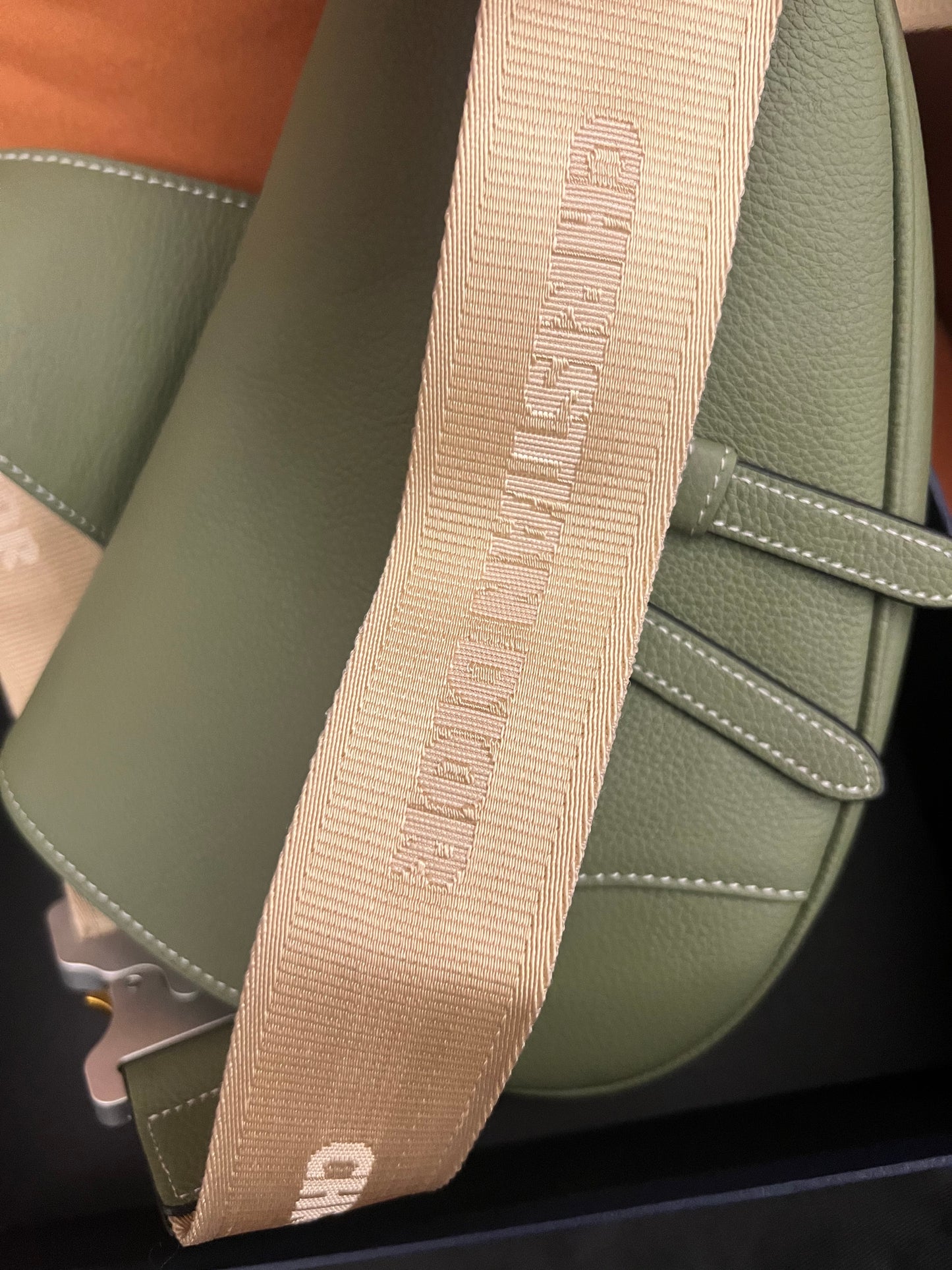 Christian Dior saddle bag khaki leather