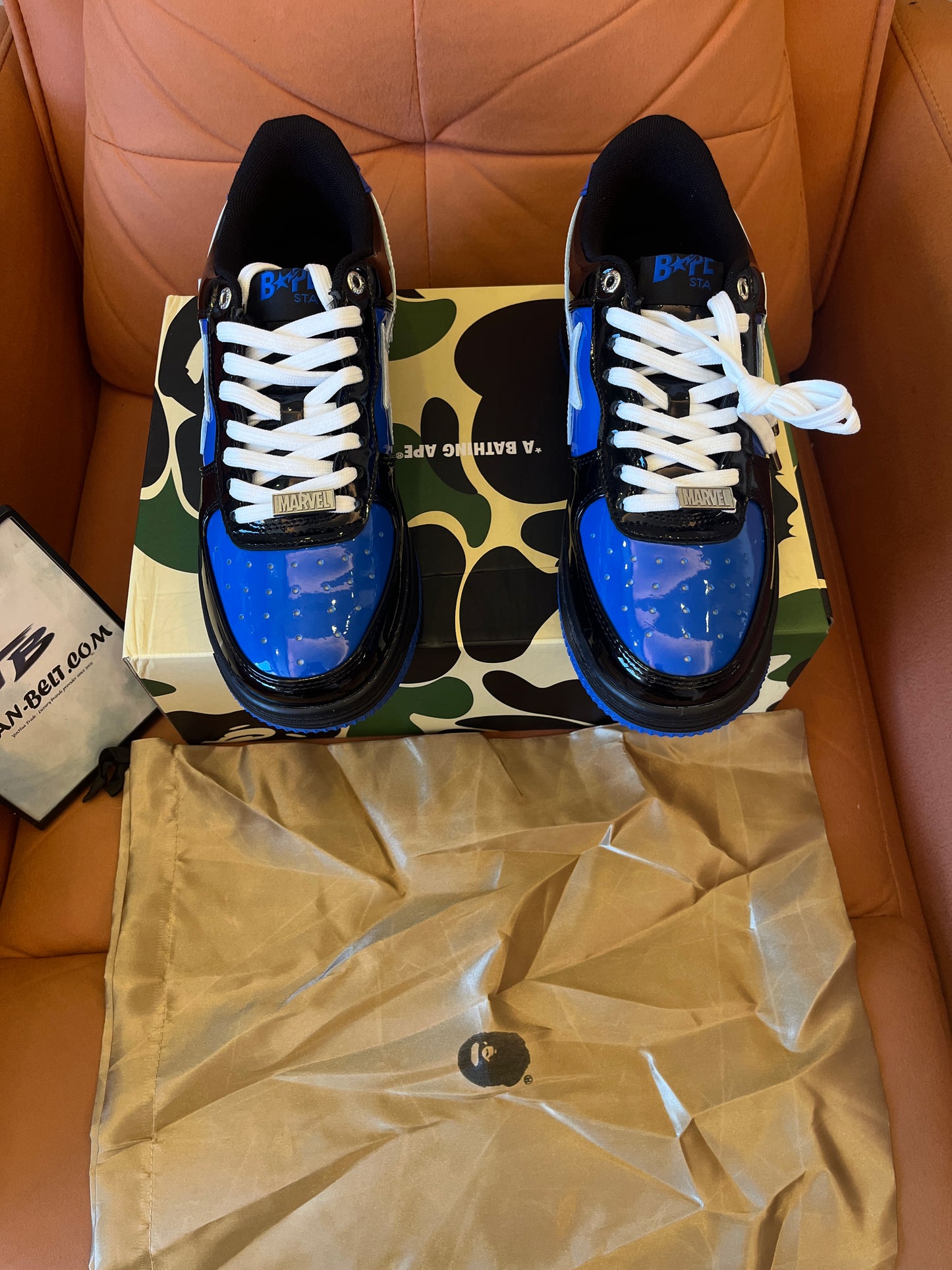 Bape X Marvel comics venom blue black bapesta sports shoes