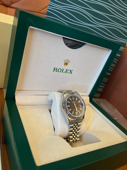 [3A quality]Rolex Datejust 41 white gold/steel black index dial fluted bezel Jubilee bracelet 126334