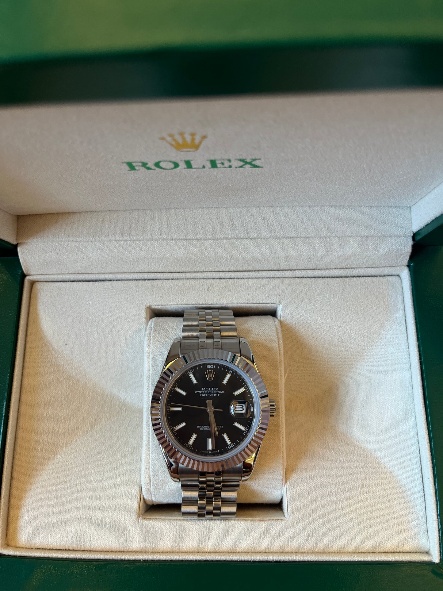 [3A quality]Rolex Datejust 41 white gold/steel black index dial fluted bezel Jubilee bracelet 126334