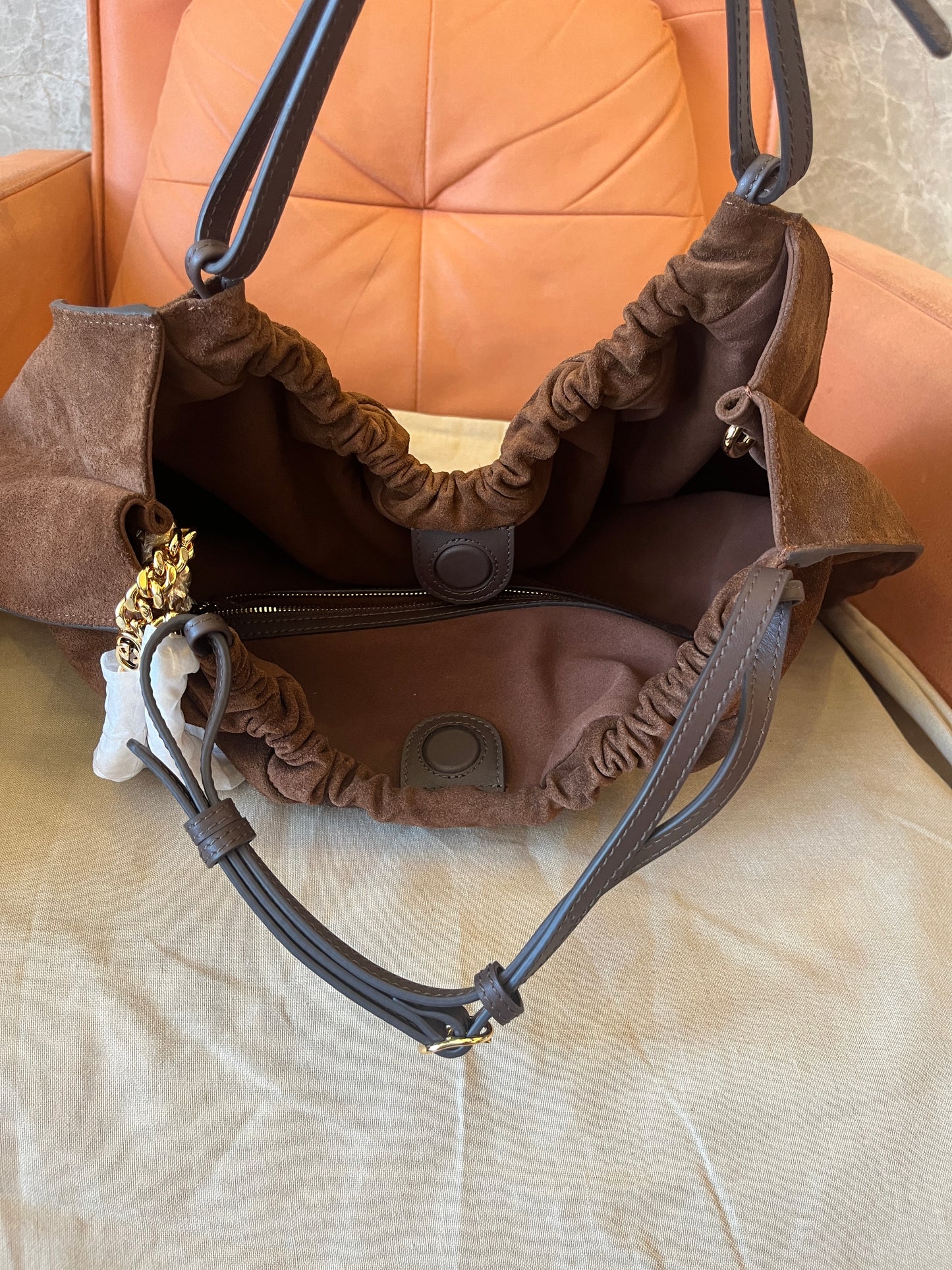 Gucci shoulder bags women suede brown