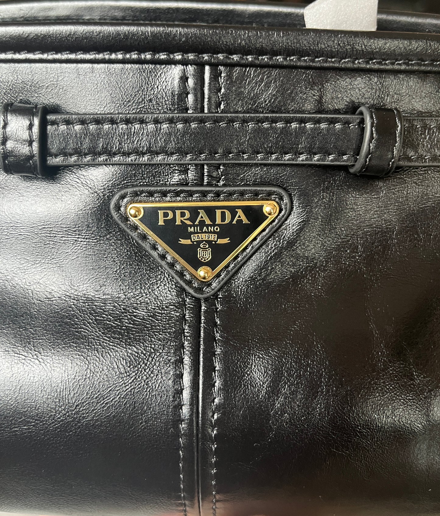 Prada women's black small leather soft lux bag