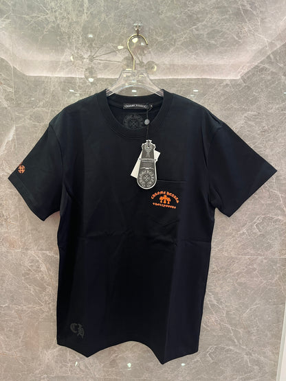 Chrome Hearts orange three crosses logo short sleeve t-shirt