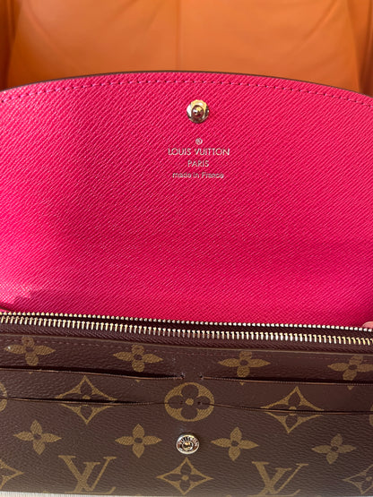 Louis Vuitton Emilie wallet monogram canvas fuchsia pink