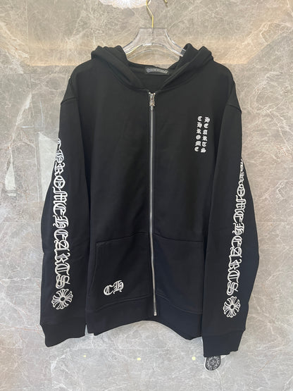 Chrome Hearts multi print zip up hoodie black