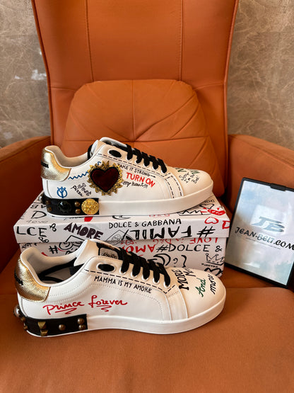 Dolce & Gabbana printed calfskin nappa Portofino sneakers