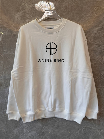 Anine Bing white Jaci Monogram cotton blend sweatshirt