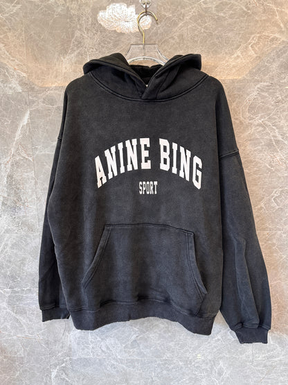 Anine Bing Harvey logo-print organic cotton-jersey hoody