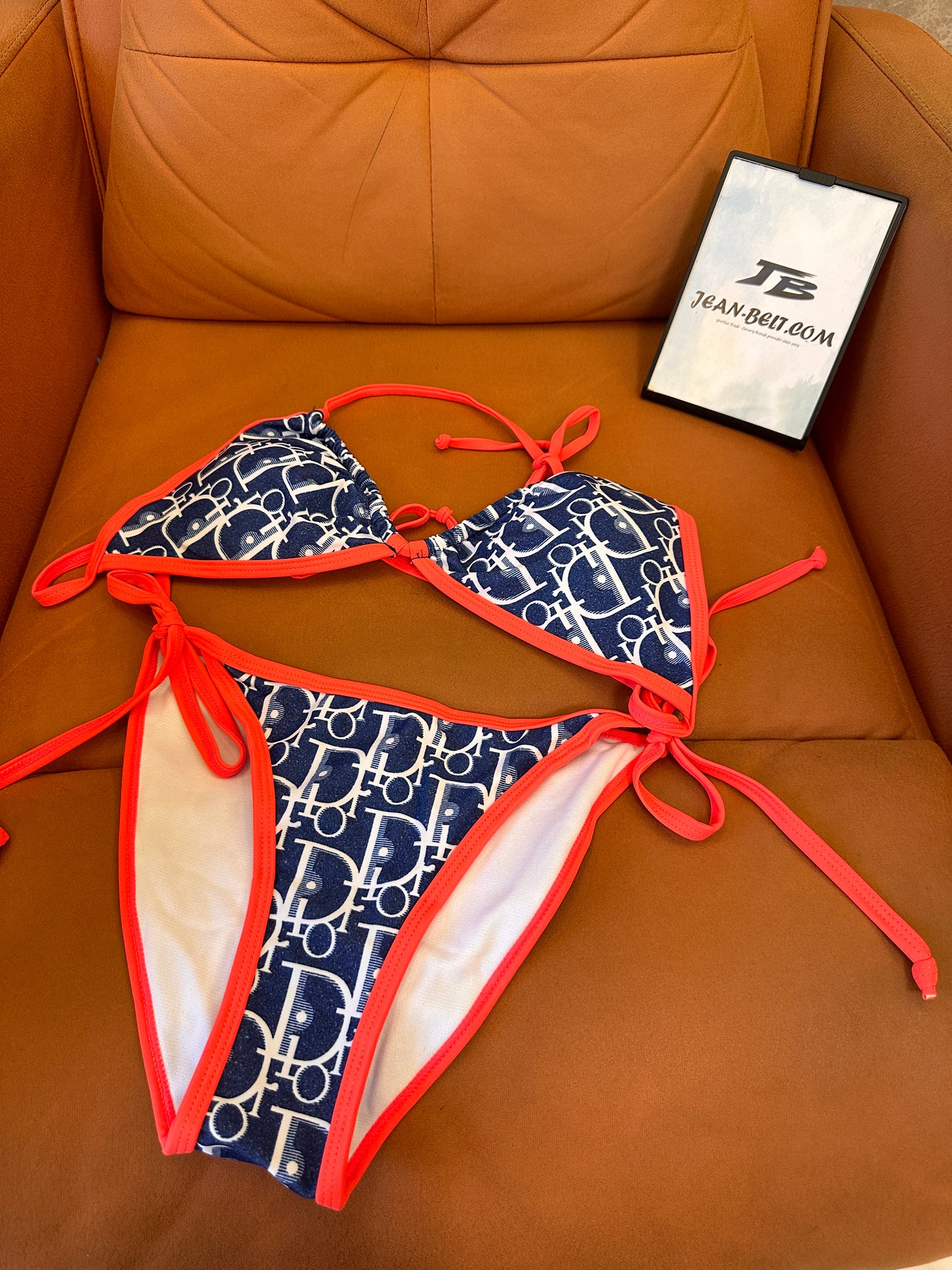 Christian Dior monogram bikini with neon trim