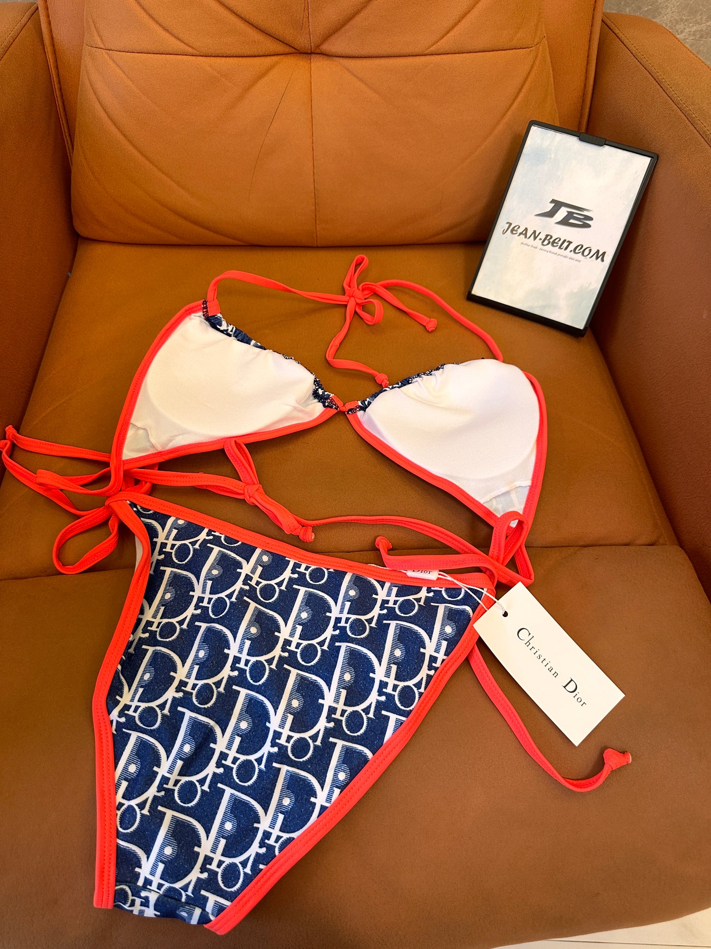 Christian Dior monogram bikini with neon trim