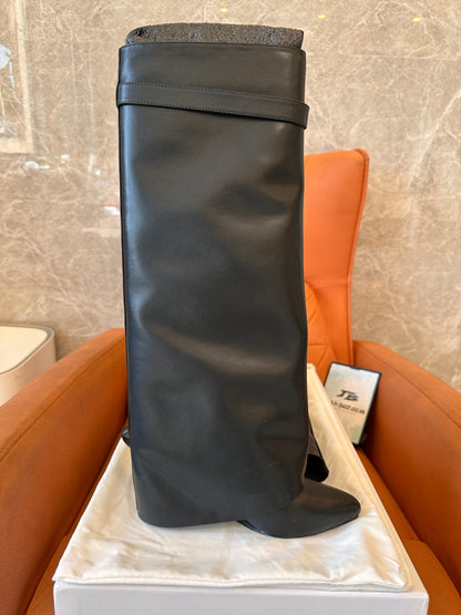 Givenchy shark lock leather knee-high boots in black