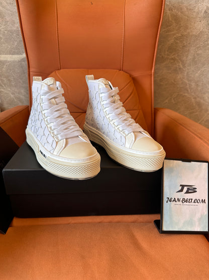 Amiri white star-embellished high-top canvas sneakers