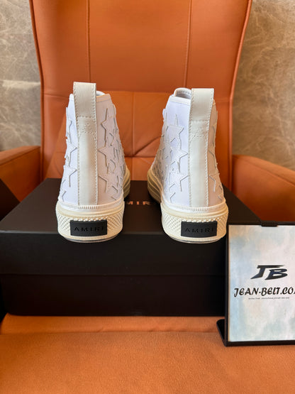 Amiri white star-embellished high-top canvas sneakers