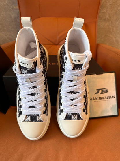 Amiri high-top canvas sneakers with embroidered logo pattern