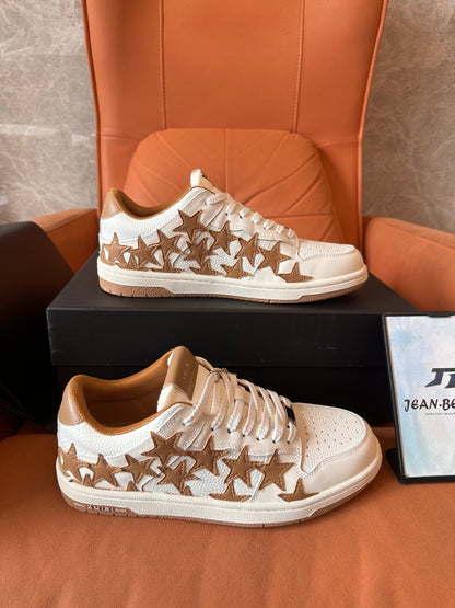 Amiri white & brown stars low sneakers