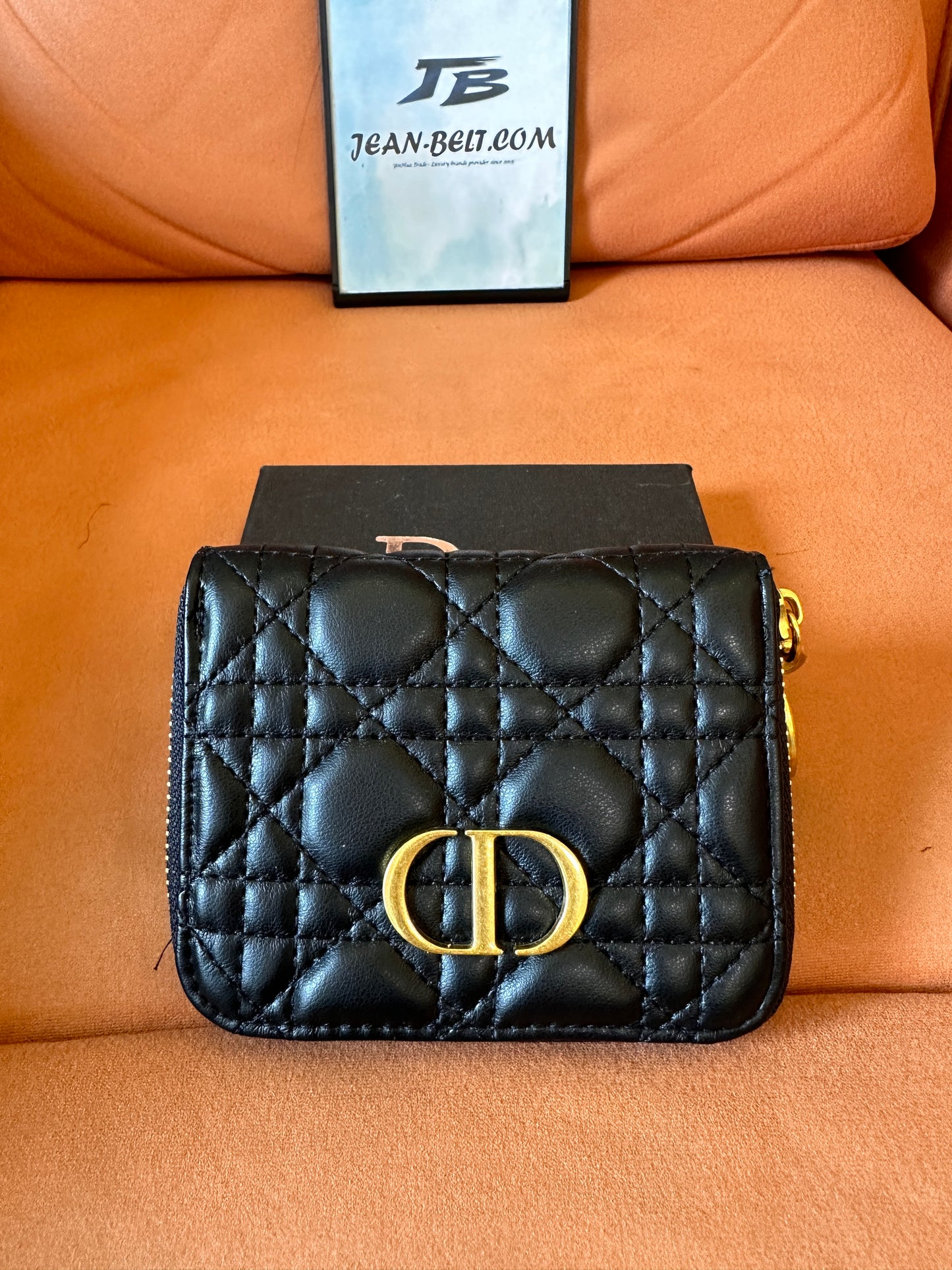 [Normal Quality]Dior quilted leather wallet with gold CD logo and zipper charm