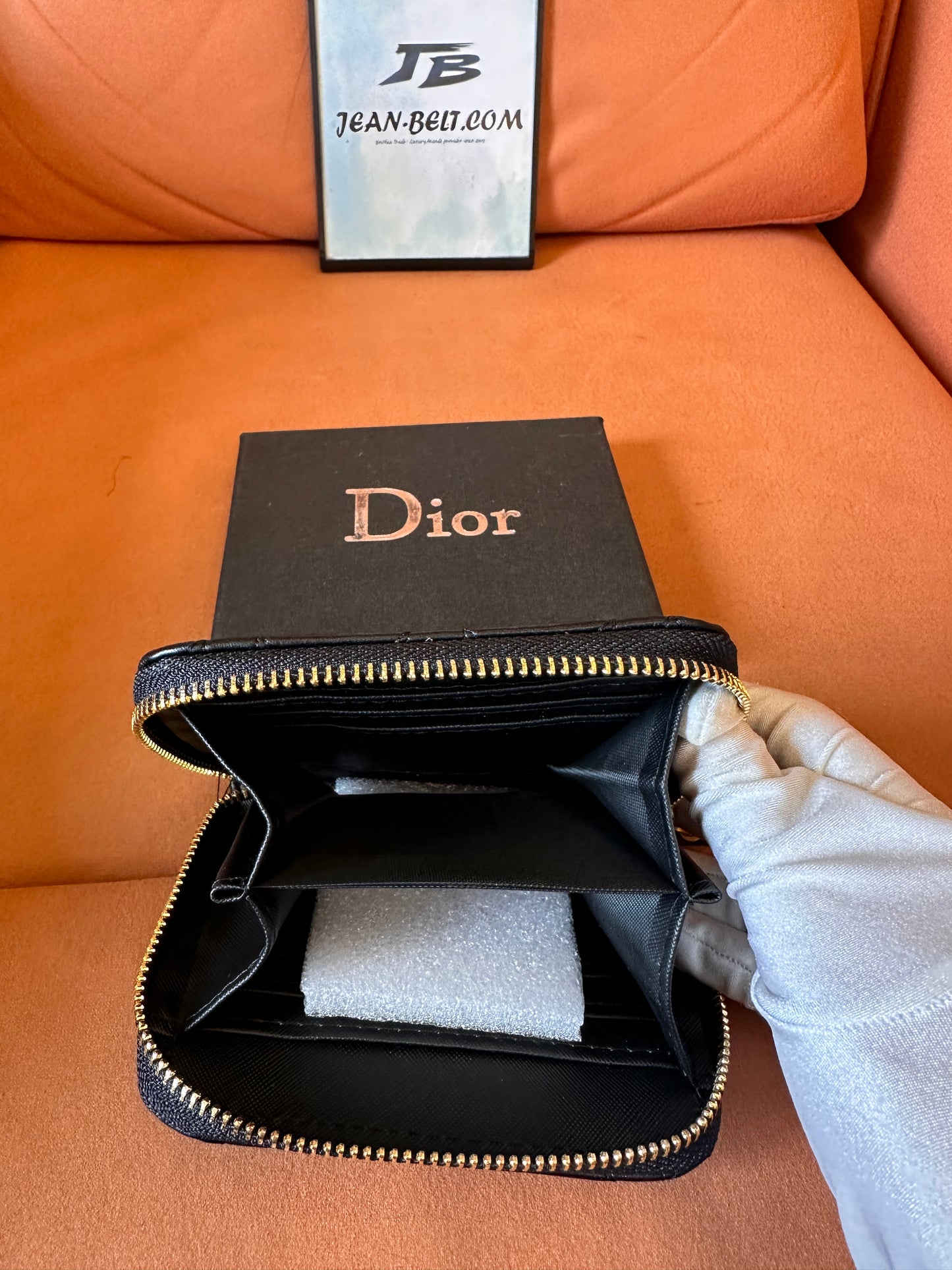 [Normal Quality]Dior quilted leather wallet with gold CD logo and zipper charm