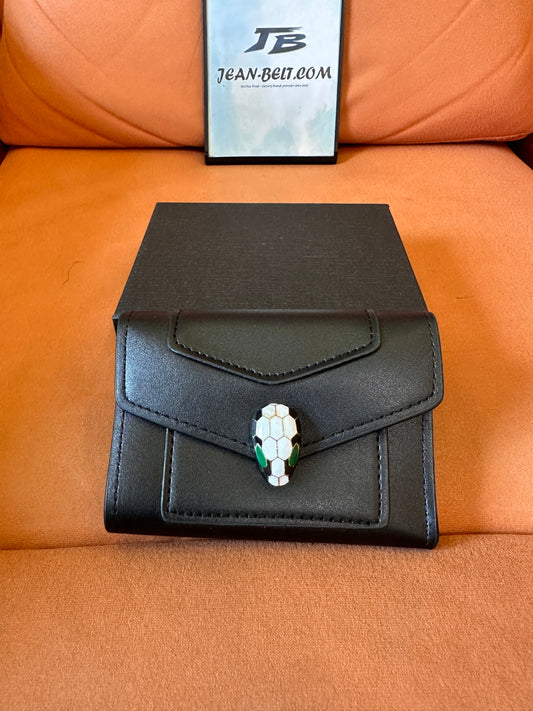 [Normal Quality]Bulgari serpenti leather wallet with snakehead clasp