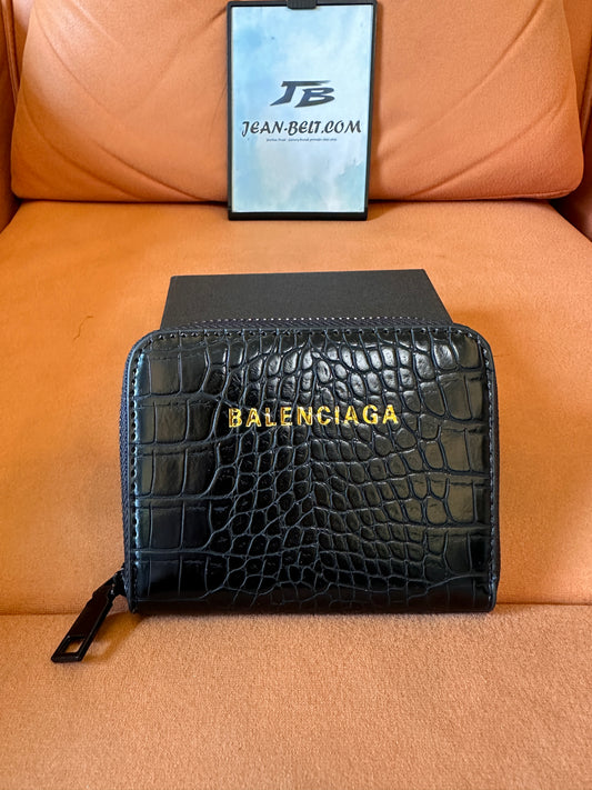 [Normal Quality]Balenciaga crocodile-embossed leather wallet