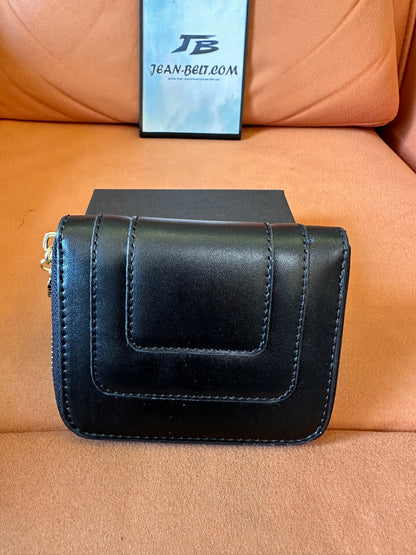 [Normal Quality]Bulgari leather wallet with gold logo and serpenti zipper charm