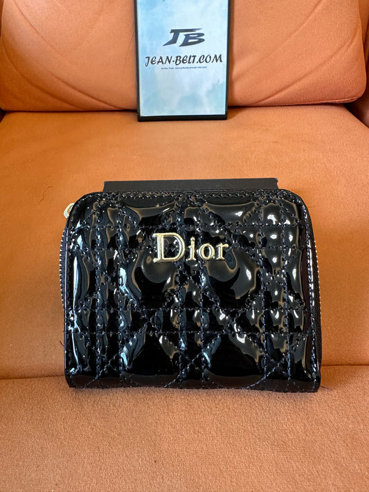 [Normal Quality]Dior patent leather quilted wallet