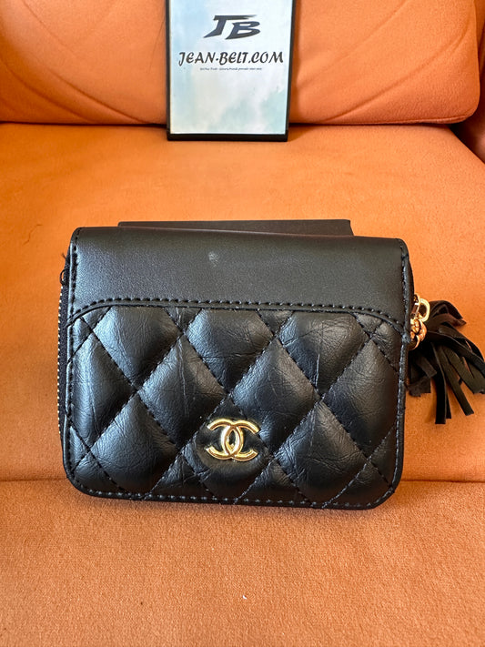 [Normal Quality]Chanel quilted leather wallet with tassel zipper