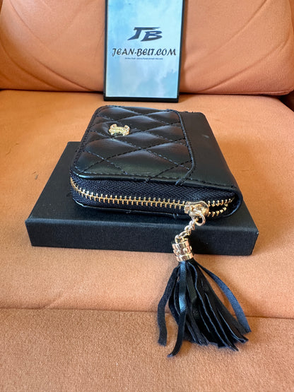 [Normal Quality]Chanel quilted leather wallet with tassel zipper