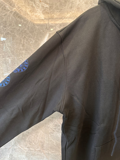 Chrome Hearts black zip-up hoodie with multicolor crosses