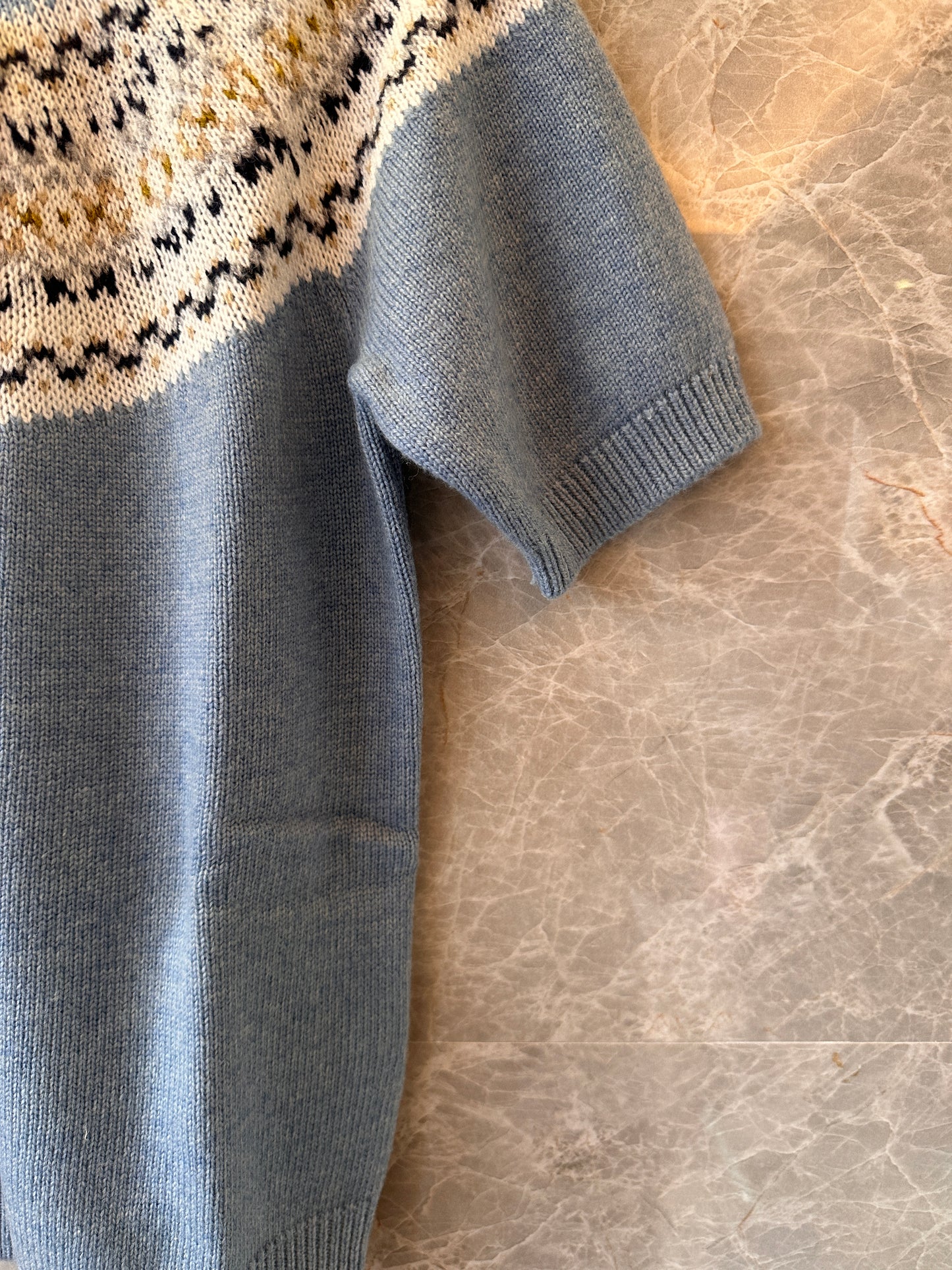 Celine Fair Isle wool knit sweater in blue