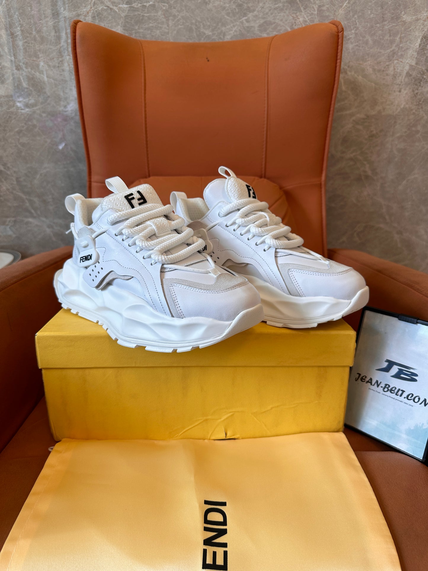 Fendi white Flow Runner sneakers