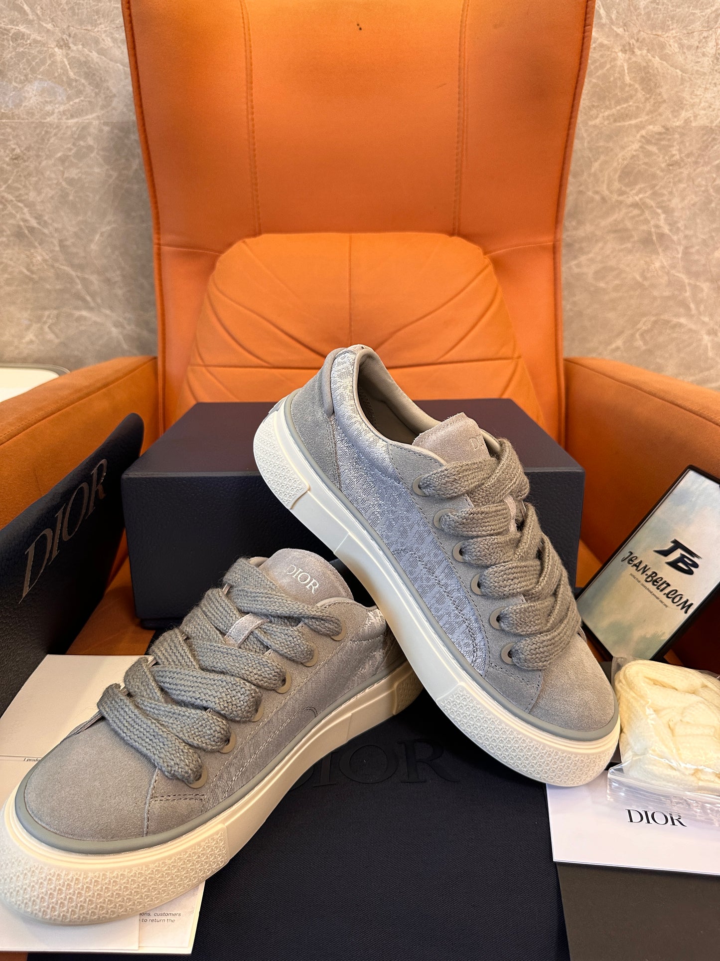 Dior Walk'n'Dior sneakers in gray suede and oblique jacquard