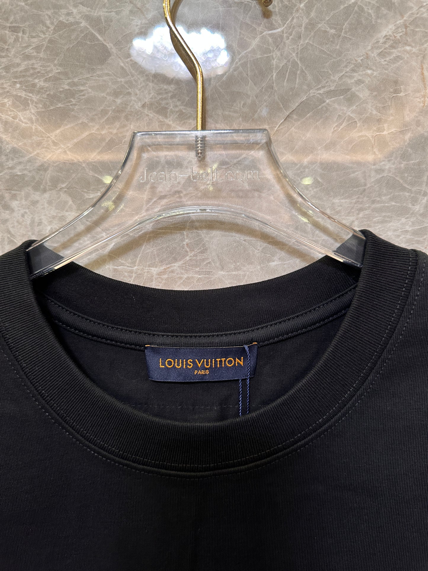 Louis Vuitton men's black cotton t-shirt with logo details